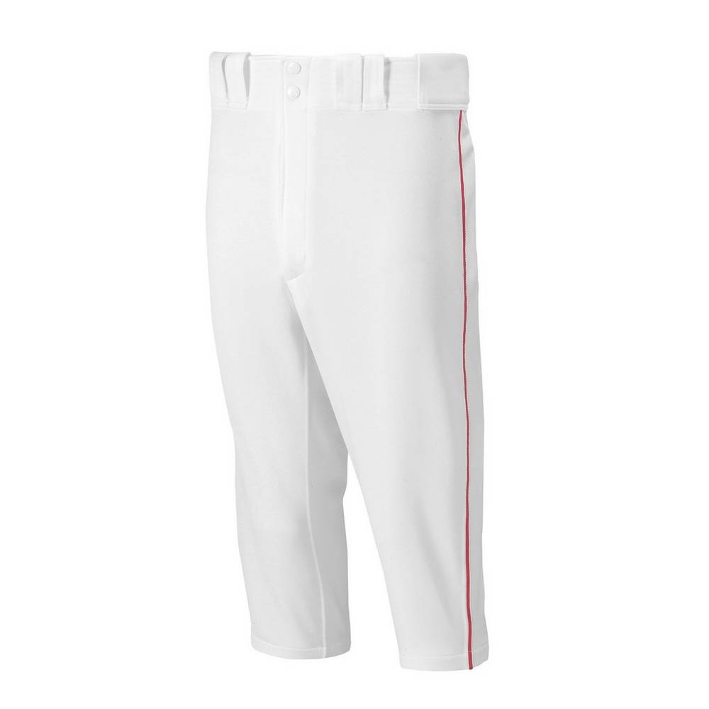 Pantaloni Mizuno Baseball Premier Short Piped Uomo - Bianche/Rosse - 38125-YDQJ